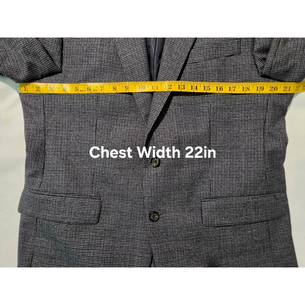 Ralph , Ralph Lauren Mens 42R Gray Blue Micro Check Wool Sport Coat Blazer - Picture 5 of 10